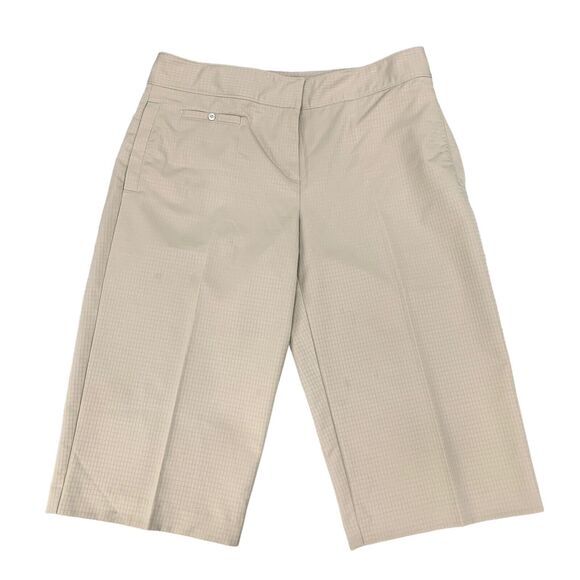 Izod Xfg Cool Fix Clam Digger Women 10 Beige Flat Front Ripstop Sweat Wick Capri - Picture 1 of 9